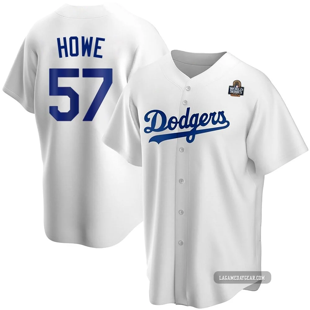 Steve Howe ＃57 Los Angeles Dodgers Replica Men's White Home 2024 World Series Jersey