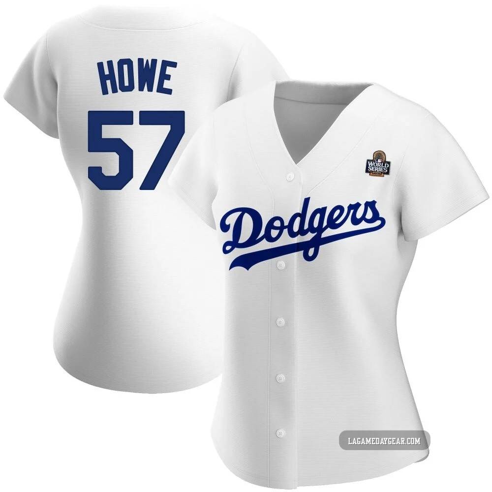 Steve Howe ＃57 Los Angeles Dodgers Replica Women's White Home 2024 World Series Jersey