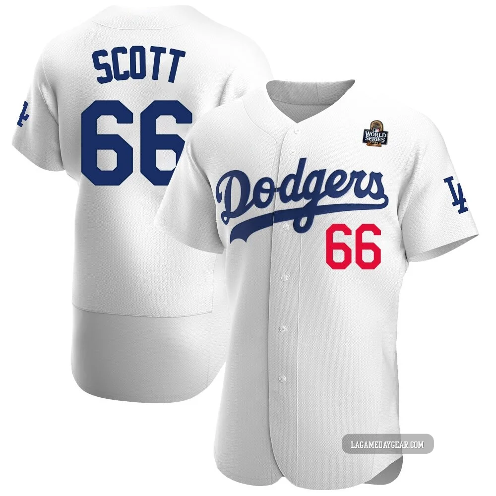 Tanner Scott ＃66 Los Angeles Dodgers Authentic Men's White Home Official 2024 World Series Jersey