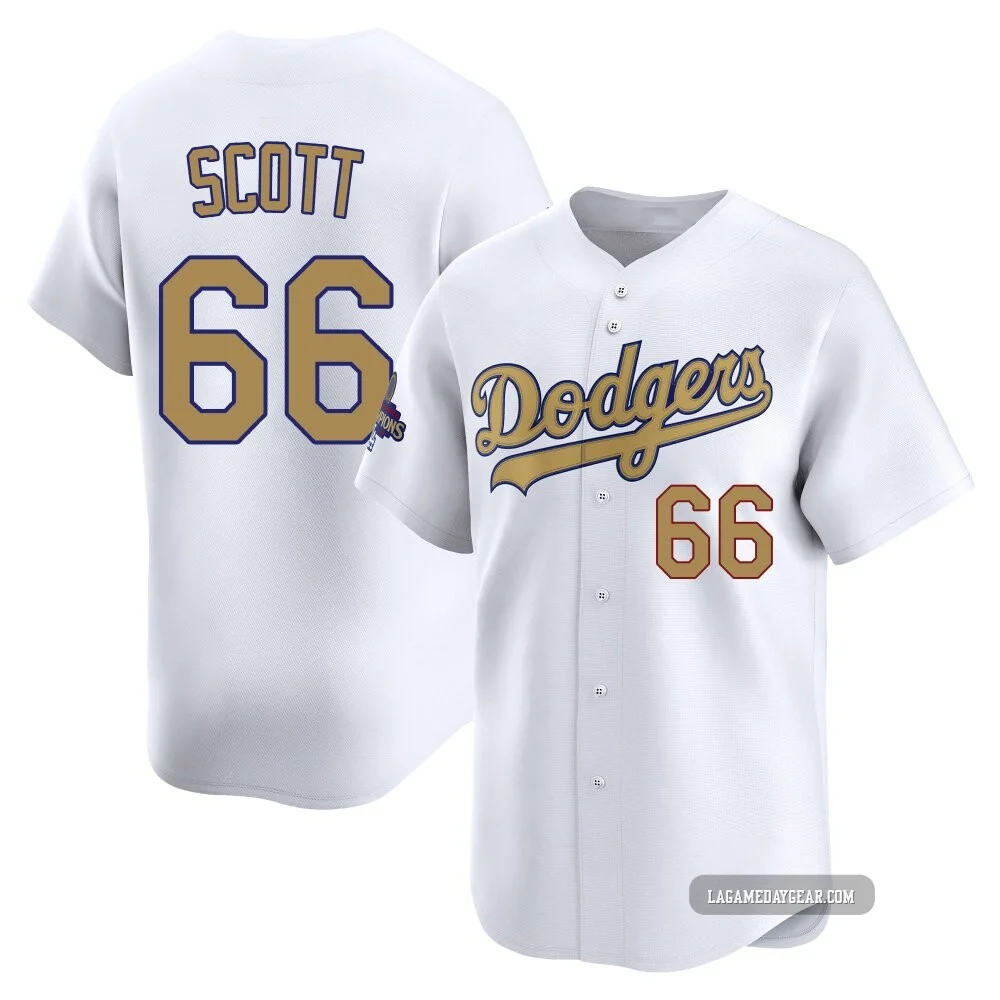 Tanner Scott ＃66 Los Angeles Dodgers Limited Men's Gold White 2025 Collection Jersey