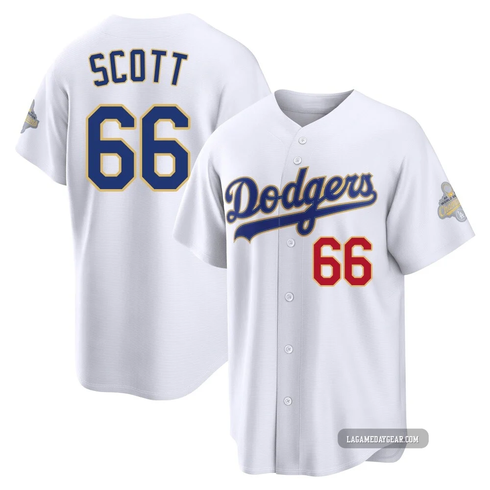 Tanner Scott ＃66 Los Angeles Dodgers Limited Men's Gold White 2026 Collection Stadium Jersey