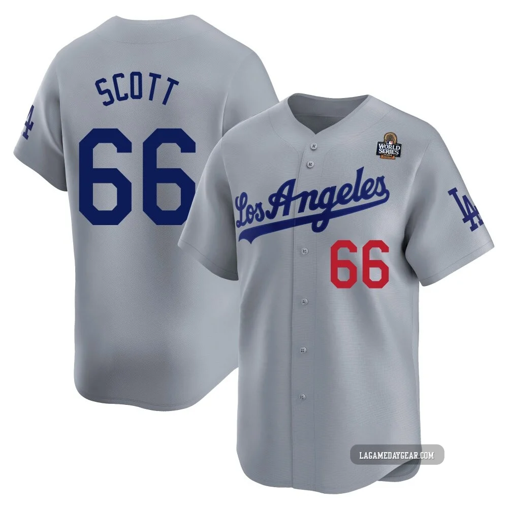 Tanner Scott ＃66 Los Angeles Dodgers Limited Men's Gray Away 2024 World Series Jersey