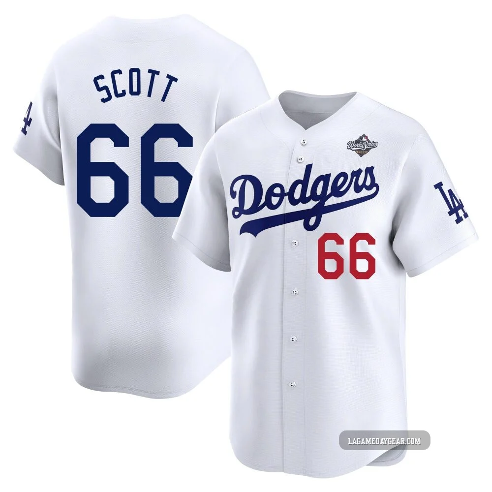 Tanner Scott ＃66 Los Angeles Dodgers Limited Men's White Home 2025 World Series Jersey