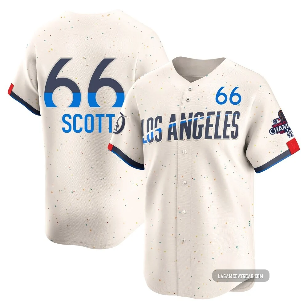 Tanner Scott ＃66 Los Angeles Dodgers Limited Youth Cream 2024 City Connect World Series Champions Jersey