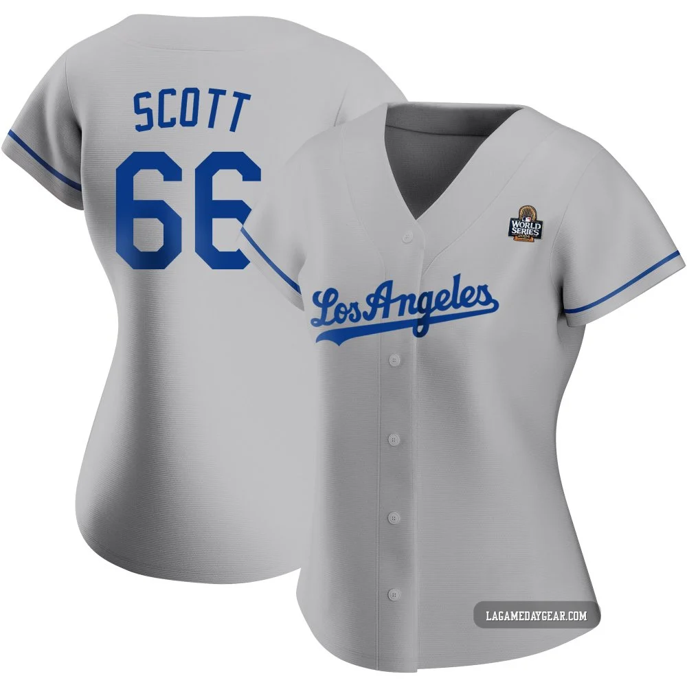 Tanner Scott ＃66 Los Angeles Dodgers Replica Women's Gray Road 2024 World Series Jersey