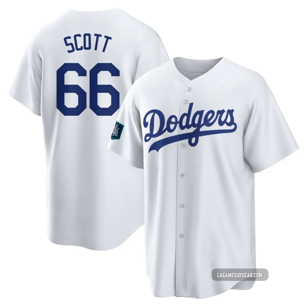 Tanner Scott ＃66 Los Angeles Dodgers Replica Youth White 2024 World Tour Seoul Series Home Jersey