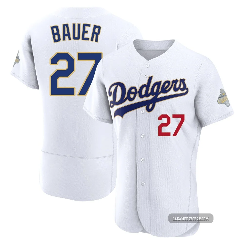 Trevor Bauer ＃27 Los Angeles Dodgers Authentic Men's Gold White 2026 Collection Jersey