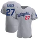 Trevor Bauer ＃27 Los Angeles Dodgers Authentic Men's Gray Away Jersey