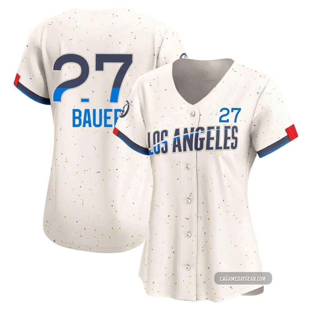 Trevor Bauer ＃27 Los Angeles Dodgers Limited Women's Cream 2024 City Connect Jersey
