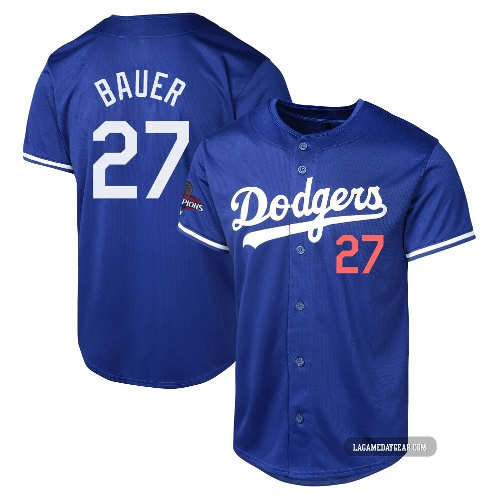 Trevor Bauer ＃27 Los Angeles Dodgers Limited Youth Royal Alternate World Series Champions Jersey