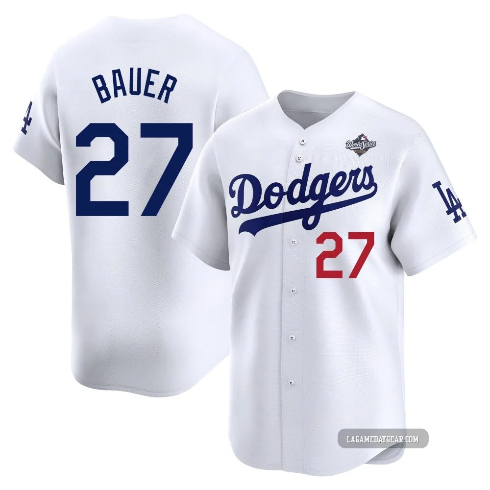 Trevor Bauer ＃27 Los Angeles Dodgers Limited Youth White Home 2025 World Series Jersey