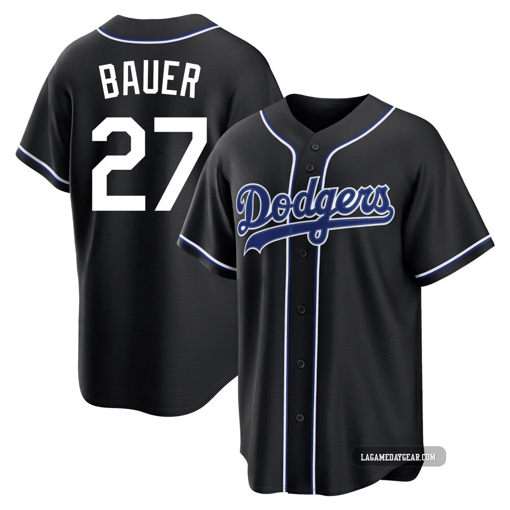 Trevor Bauer ＃27 Los Angeles Dodgers Replica Men's Black Fashion Out Jersey