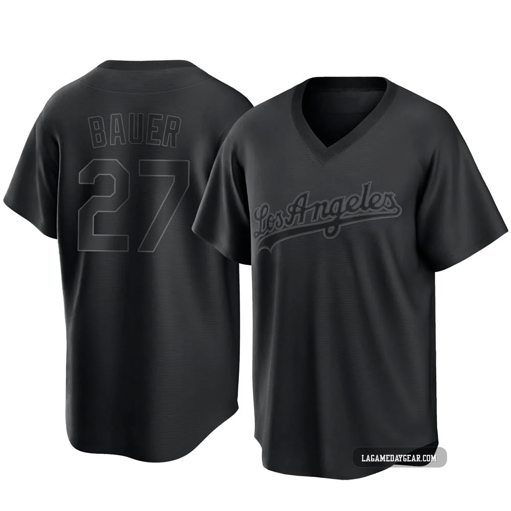 Trevor Bauer ＃27 Los Angeles Dodgers Replica Youth Black Pitch Fashion Jersey