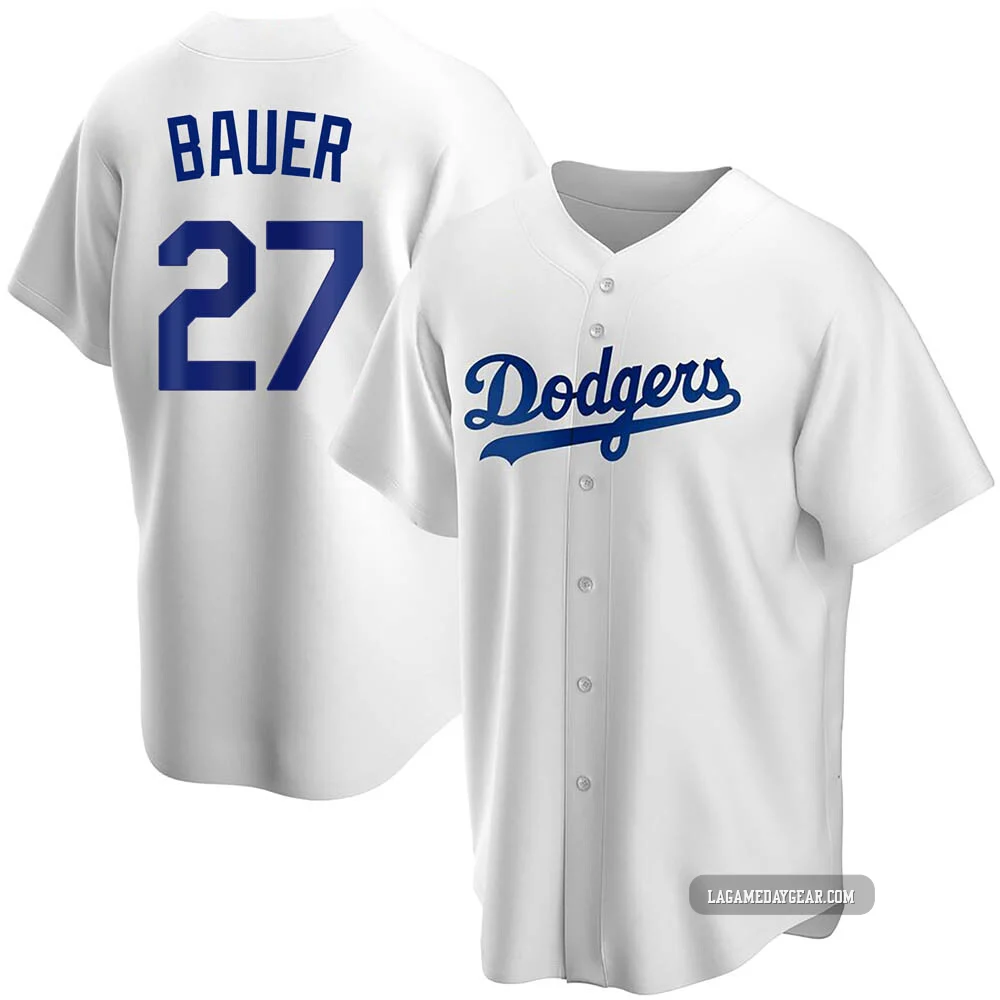 Trevor Bauer ＃27 Los Angeles Dodgers Replica Youth White Home Jersey