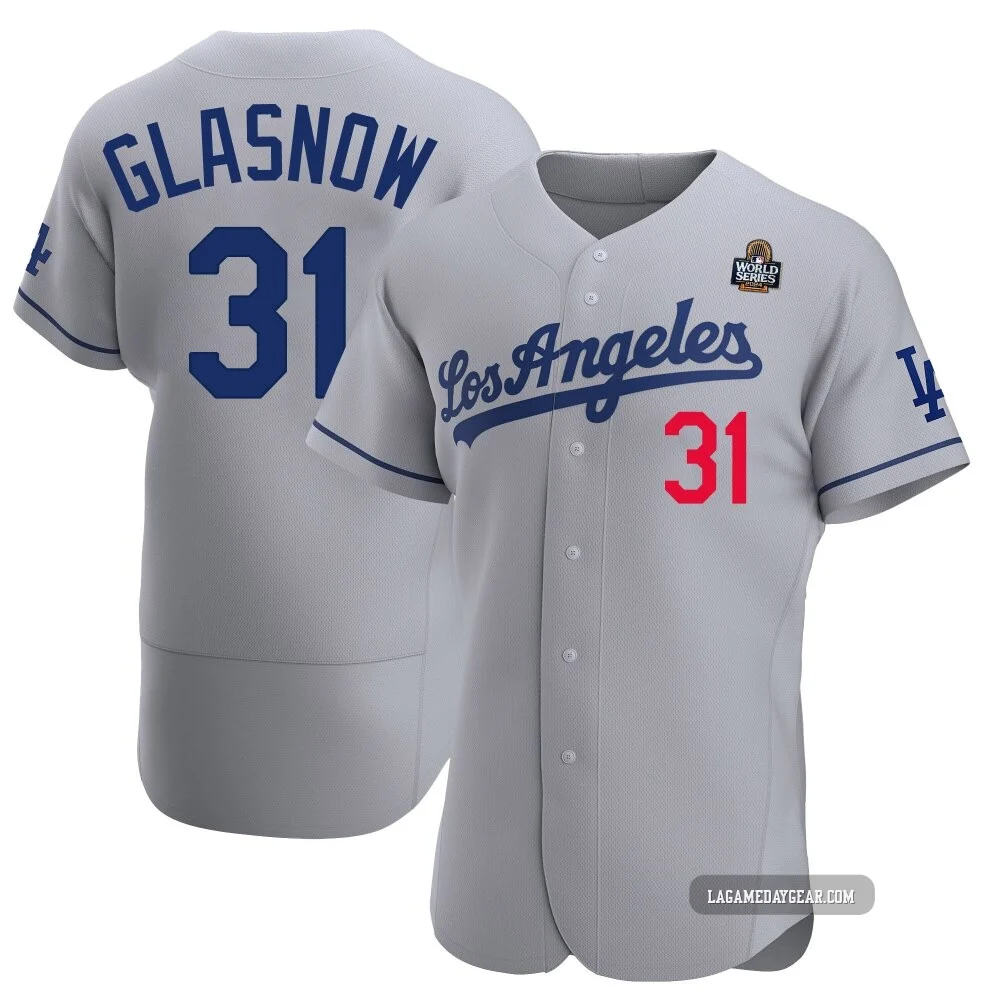 Tyler Glasnow ＃31 Los Angeles Dodgers Authentic Men's Gray Away Official 2024 World Series Jersey
