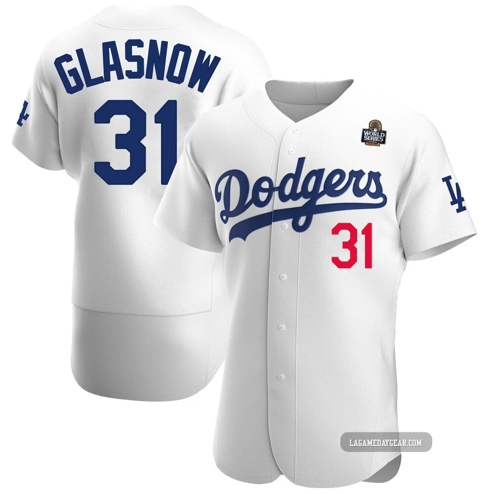 Tyler Glasnow ＃31 Los Angeles Dodgers Authentic Men's White Home Official 2024 World Series Jersey