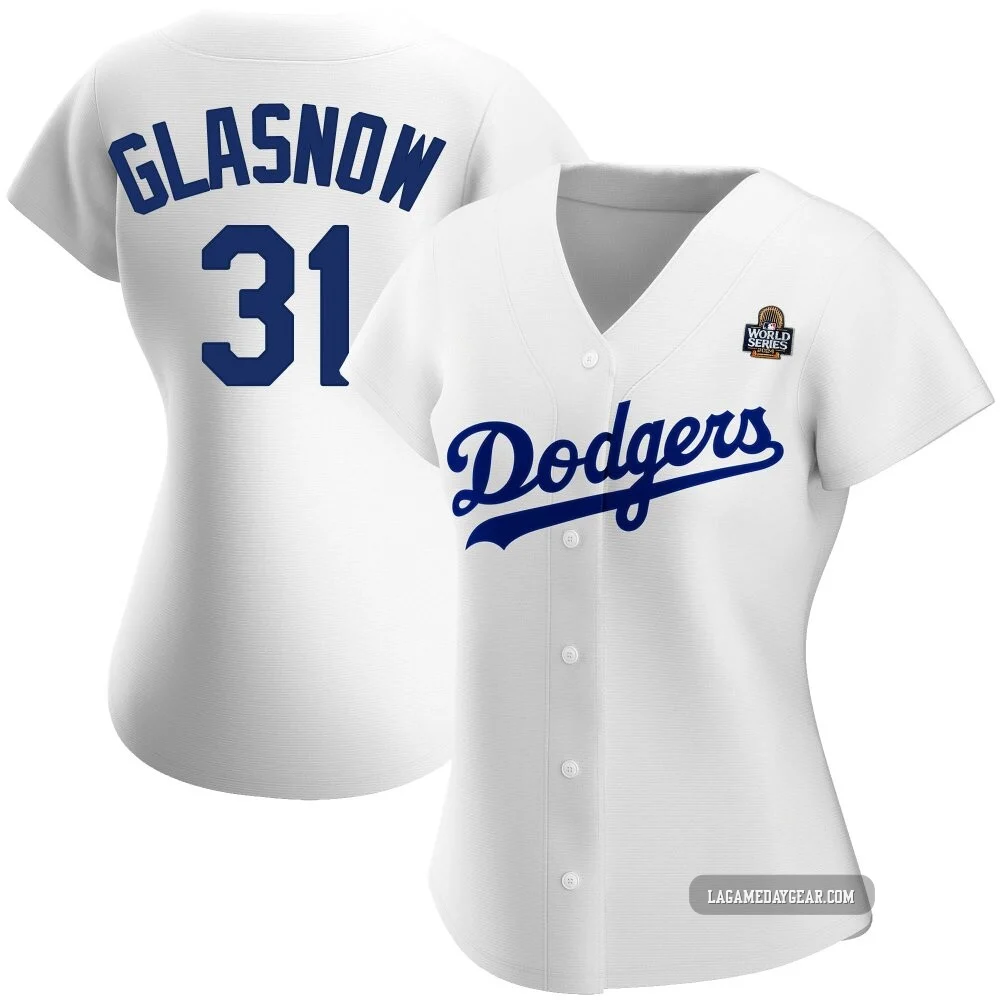 Tyler Glasnow ＃31 Los Angeles Dodgers Authentic Women's White Home 2024 World Series Jersey