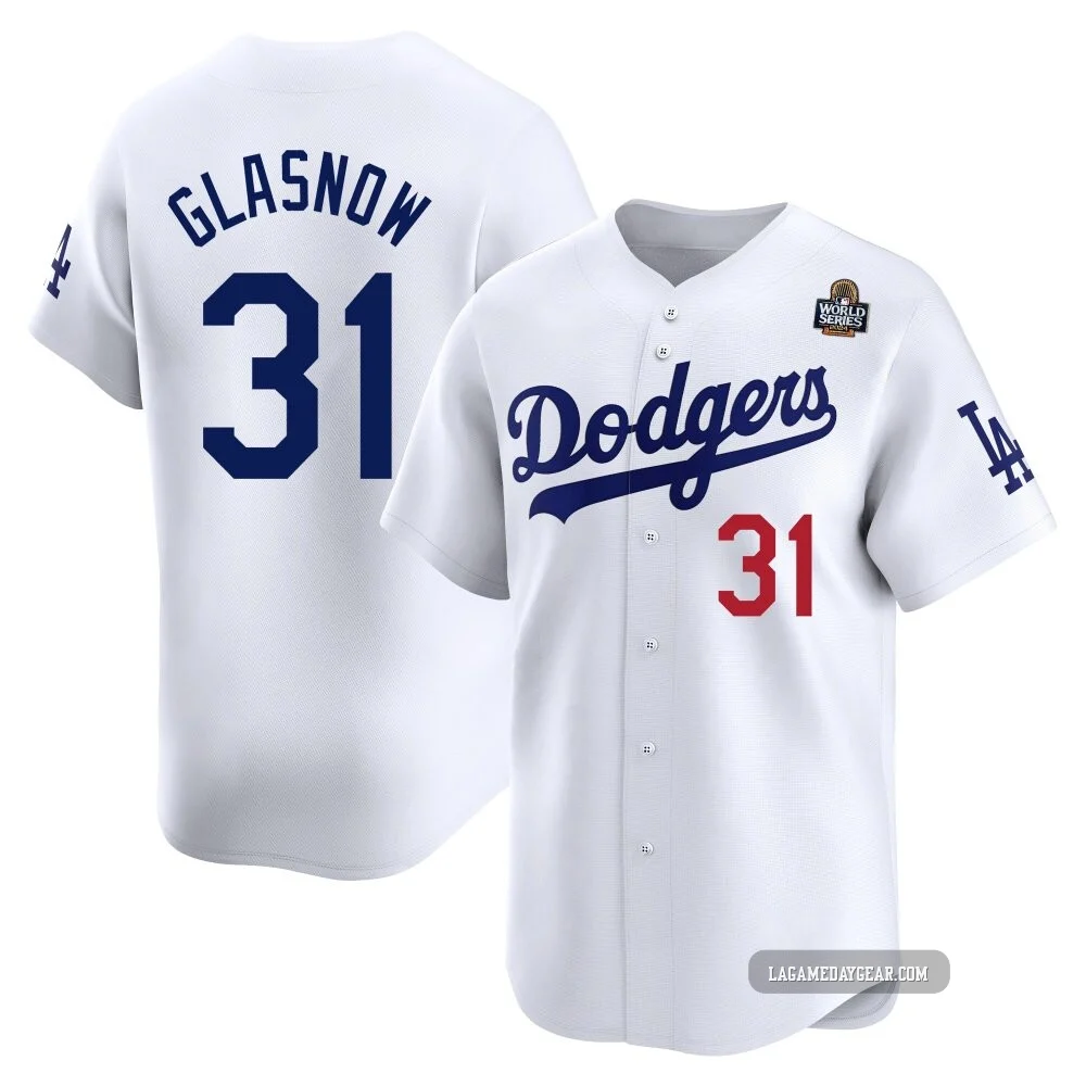 Tyler Glasnow ＃31 Los Angeles Dodgers Limited Youth White Home 2024 World Series Jersey
