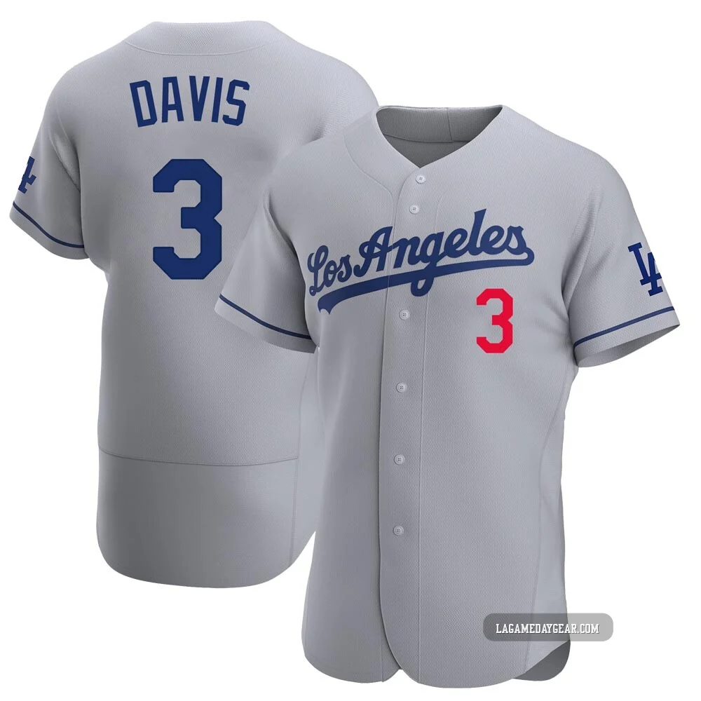 Willie Davis ＃3 Los Angeles Dodgers Authentic Men's Gray Away Jersey
