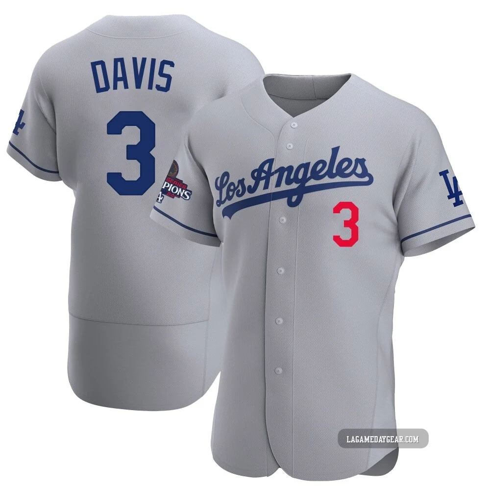 Willie Davis ＃3 Los Angeles Dodgers Authentic Men's Gray Away Official 2024 World Series Champions Jersey