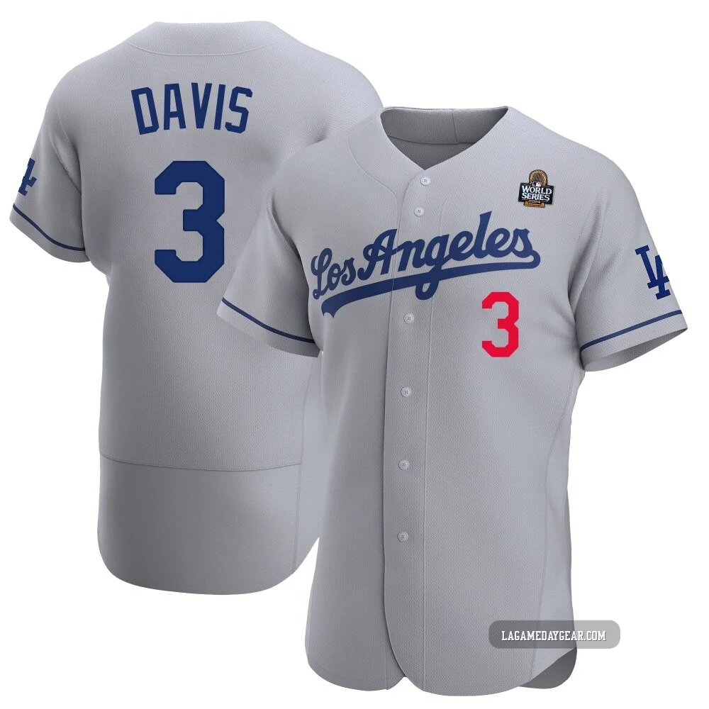 Willie Davis ＃3 Los Angeles Dodgers Authentic Men's Gray Away Official 2024 World Series Jersey