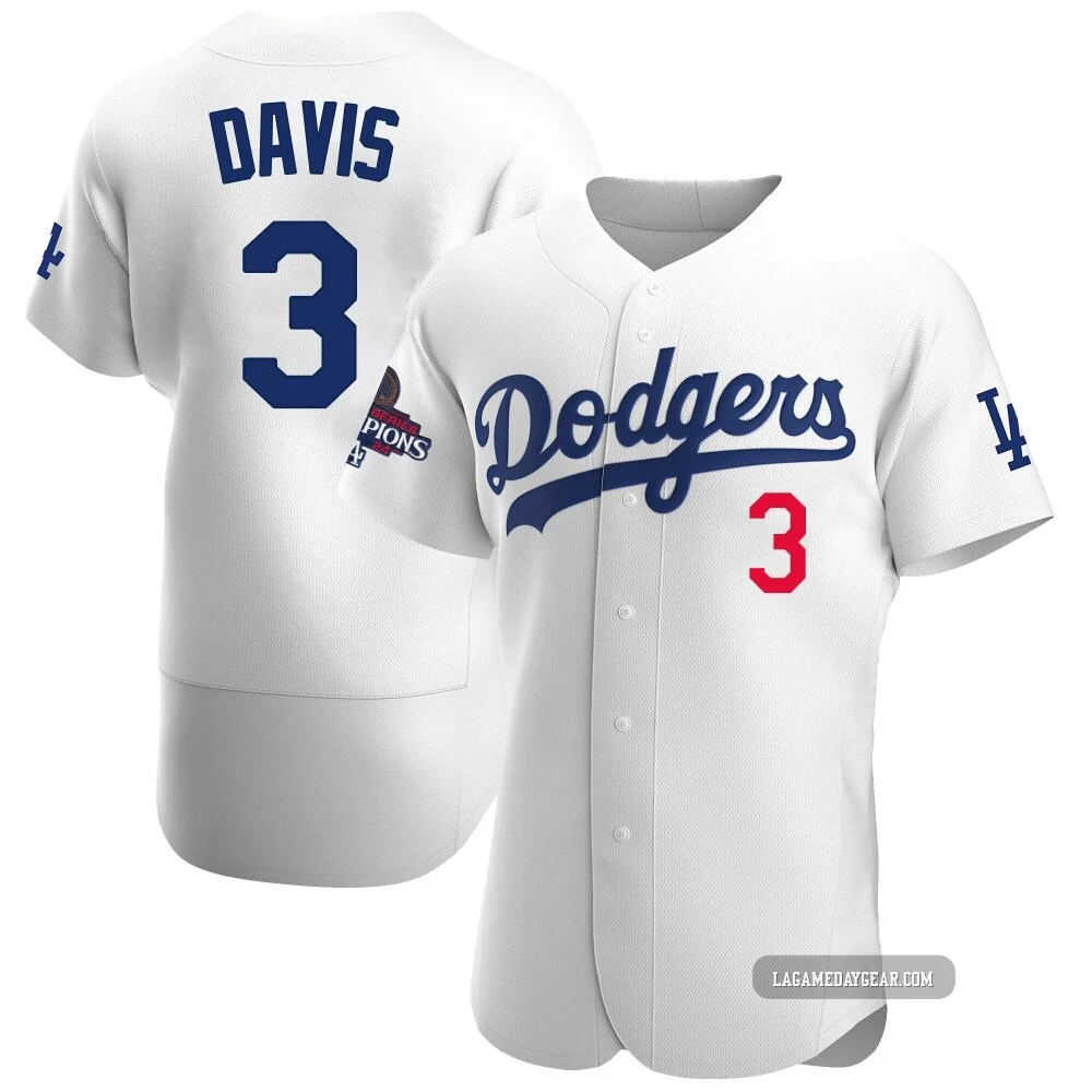 Willie Davis ＃3 Los Angeles Dodgers Authentic Men's White Home Official 2024 World Series Champions Jersey