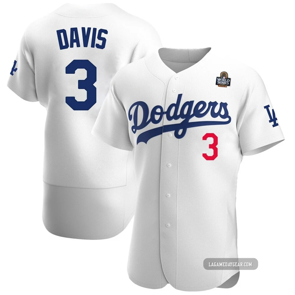 Willie Davis ＃3 Los Angeles Dodgers Authentic Men's White Home Official 2024 World Series Jersey
