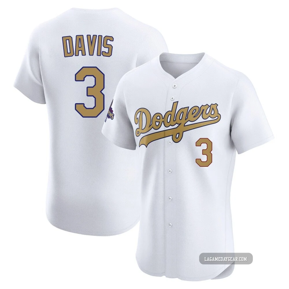 Willie Davis ＃3 Los Angeles Dodgers Elite Men's Gold White 2025 Collection Jersey