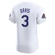 Willie Davis ＃3 Los Angeles Dodgers Elite Men's White Home World Series Champions Jersey