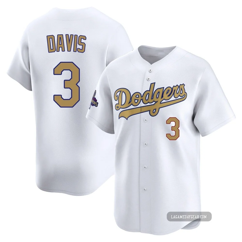 Willie Davis ＃3 Los Angeles Dodgers Limited Men's Gold White 2025 Collection Jersey