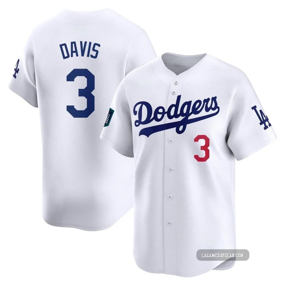 Willie Davis ＃3 Los Angeles Dodgers Limited Men's White 2024 World Tour Seoul Series Home Jersey
