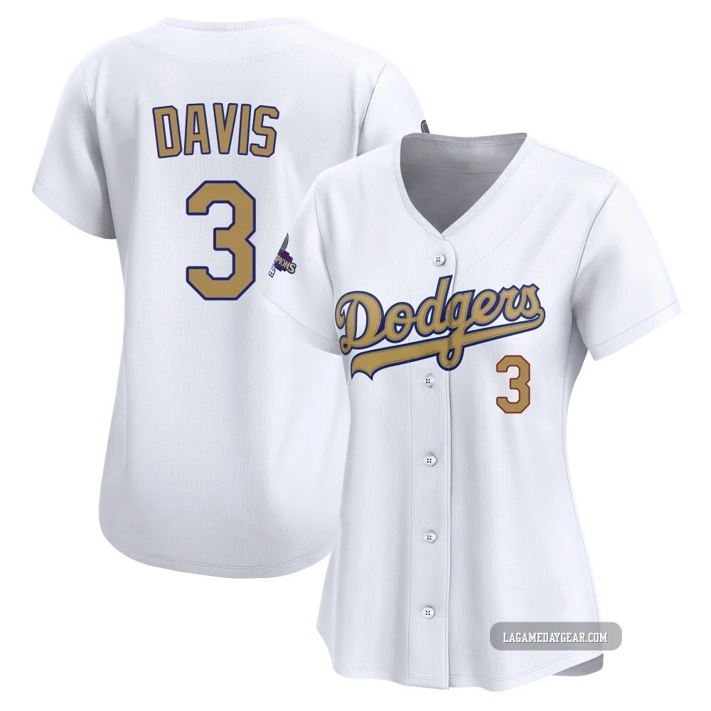 Willie Davis ＃3 Los Angeles Dodgers Limited Women's Gold White 2025 Collection Jersey