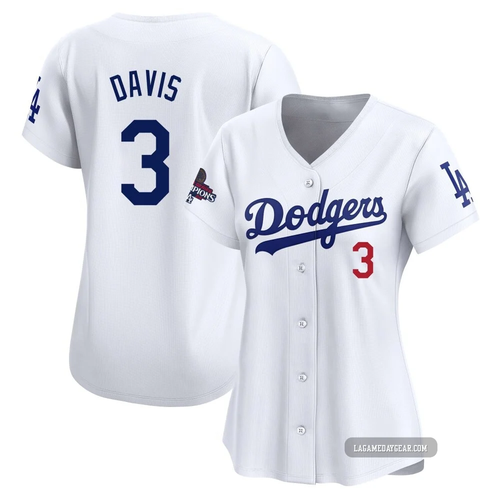 Willie Davis ＃3 Los Angeles Dodgers Limited Women's White Home 2024 World Series Champions Jersey