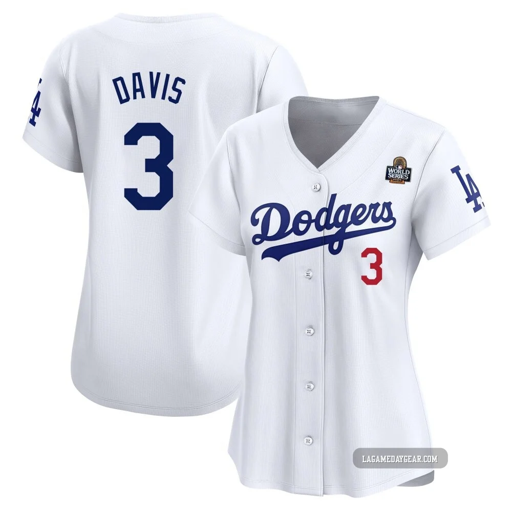 Willie Davis ＃3 Los Angeles Dodgers Limited Women's White Home 2024 World Series Jersey