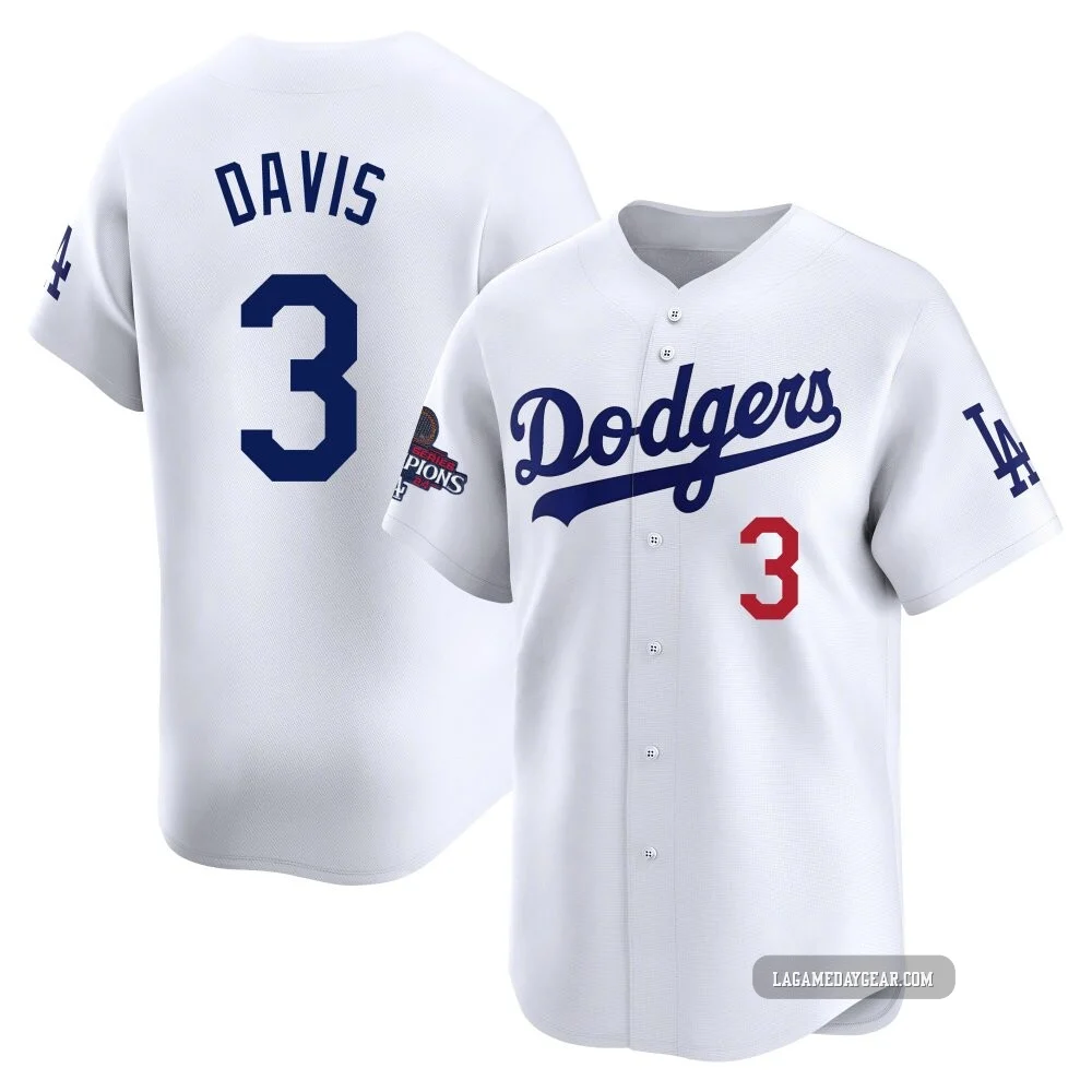 Willie Davis ＃3 Los Angeles Dodgers Limited Youth White Home 2024 World Series Champions Jersey