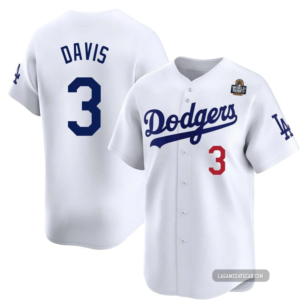Willie Davis ＃3 Los Angeles Dodgers Limited Youth White Home 2024 World Series Jersey
