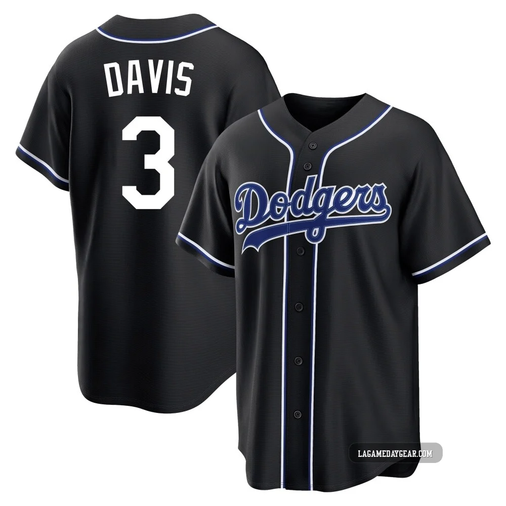 Willie Davis ＃3 Los Angeles Dodgers Replica Men's Black Fashion Out Jersey