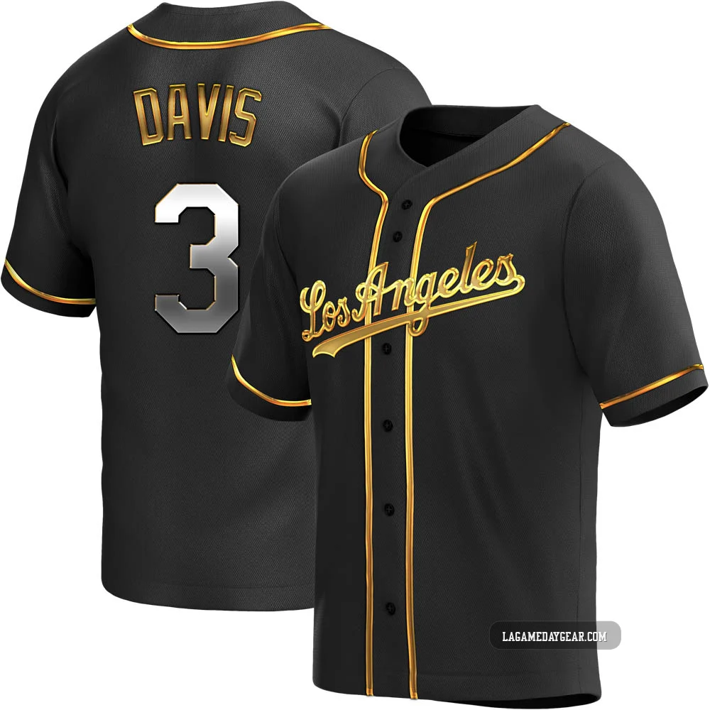 Willie Davis ＃3 Los Angeles Dodgers Replica Men's Gold Black en Alternate Jersey