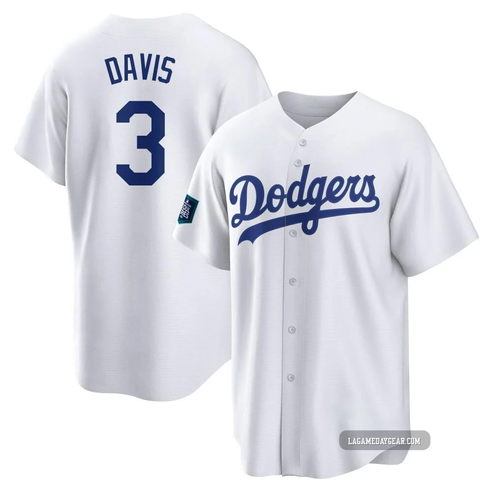 Willie Davis ＃3 Los Angeles Dodgers Replica Men's White 2024 World Tour Seoul Series Home Jersey
