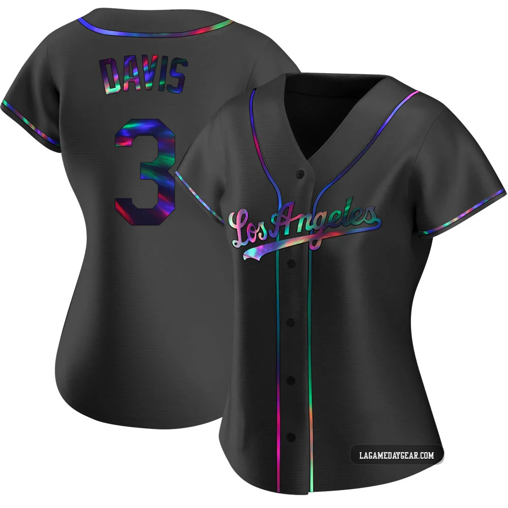 Willie Davis ＃3 Los Angeles Dodgers Replica Women's Black Holographic Alternate Jersey
