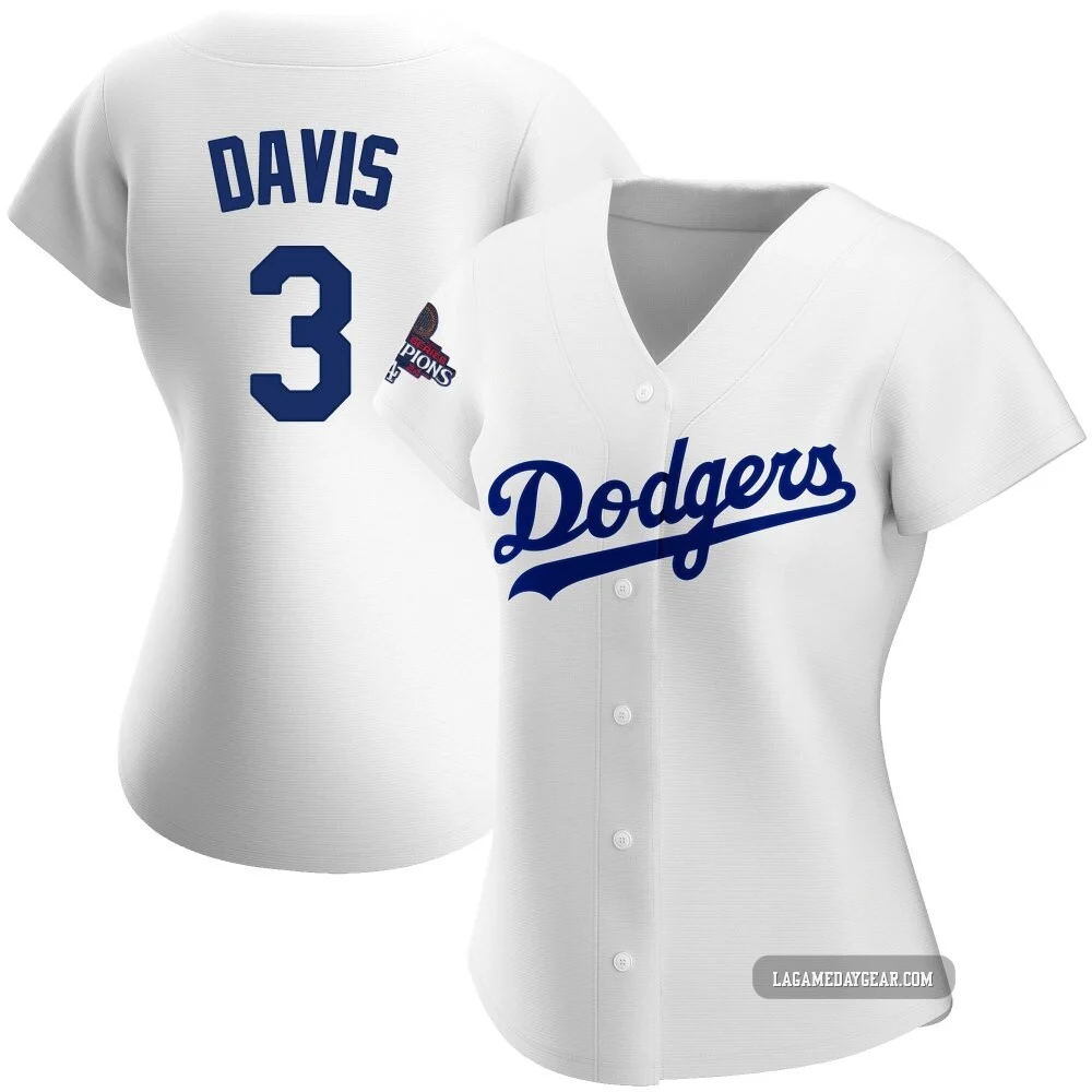 Willie Davis ＃3 Los Angeles Dodgers Replica Women's White Home 2024 World Series Champions Jersey