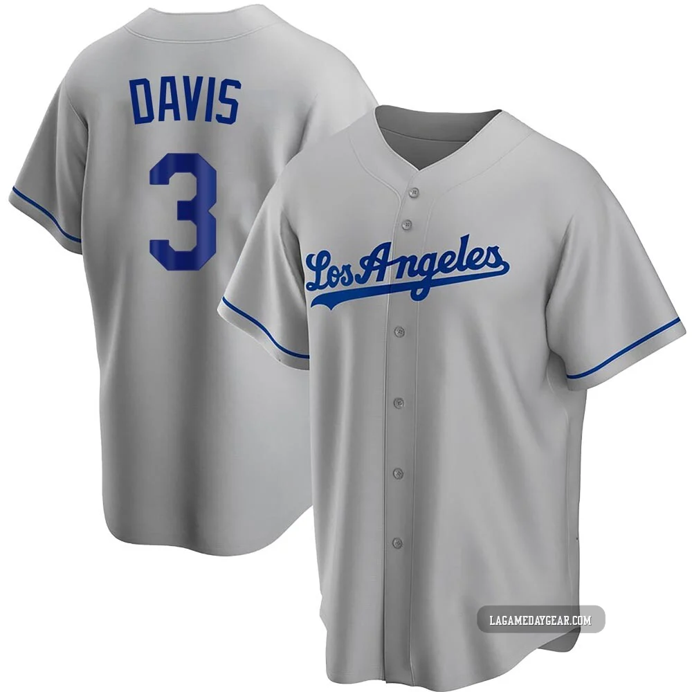 Willie Davis ＃3 Los Angeles Dodgers Replica Youth Gray Road Jersey