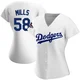 Wyatt Mills ＃58 Los Angeles Dodgers Authentic Women's White Home 2024 World Series Champions Jersey