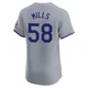 Wyatt Mills ＃58 Los Angeles Dodgers Elite Men's Gray Road 2024 World Series Jersey
