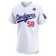 Wyatt Mills ＃58 Los Angeles Dodgers Elite Men's White Home 2024 World Series Jersey