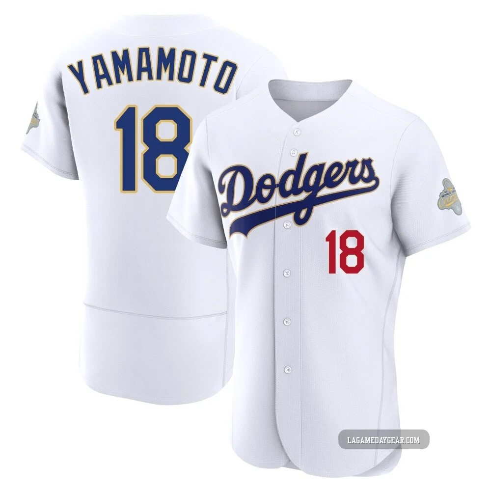Yoshinobu Yamamoto ＃18 Los Angeles Dodgers Authentic Men's Gold White 2026 Collection Jersey