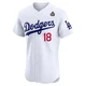Yoshinobu Yamamoto ＃18 Los Angeles Dodgers Elite Men's White Home 2024 World Series Jersey