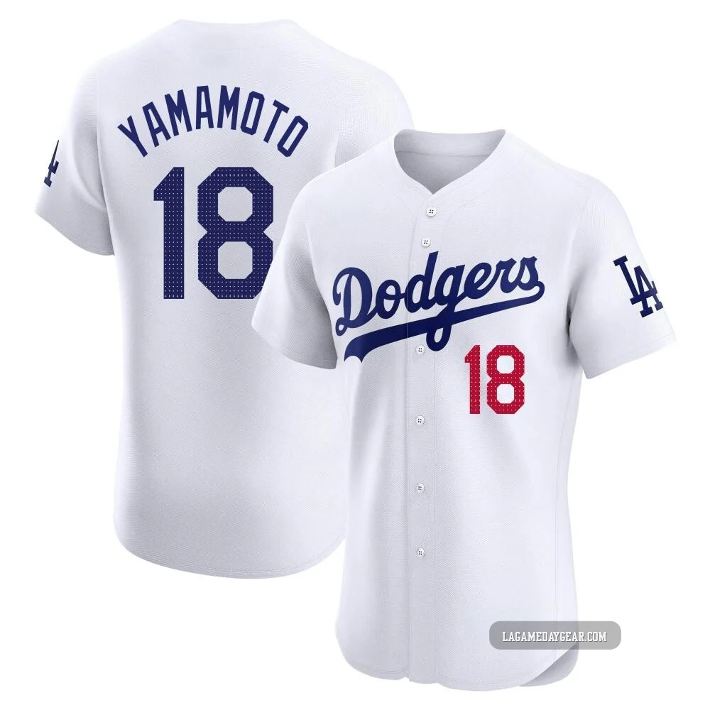 Yoshinobu Yamamoto ＃18 Los Angeles Dodgers Elite Men's White Home Jersey