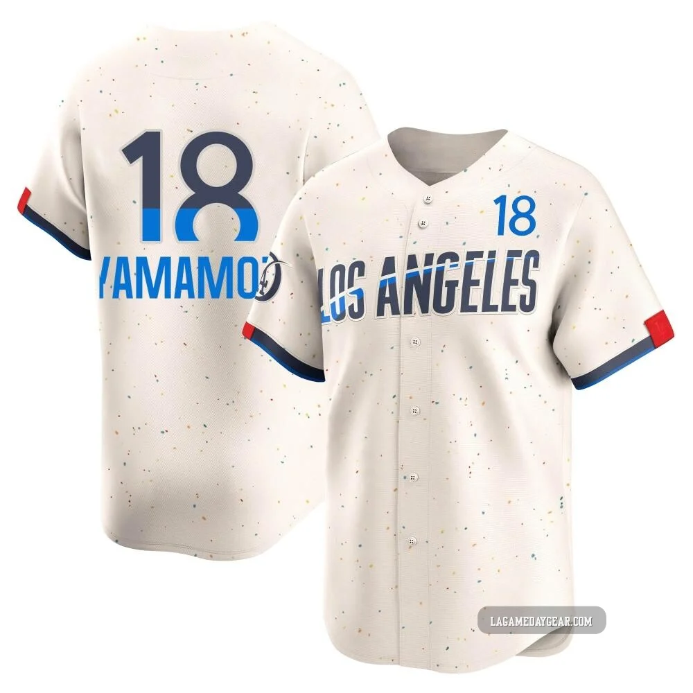 Yoshinobu Yamamoto ＃18 Los Angeles Dodgers Limited Men's Cream 2024 City Connect Jersey