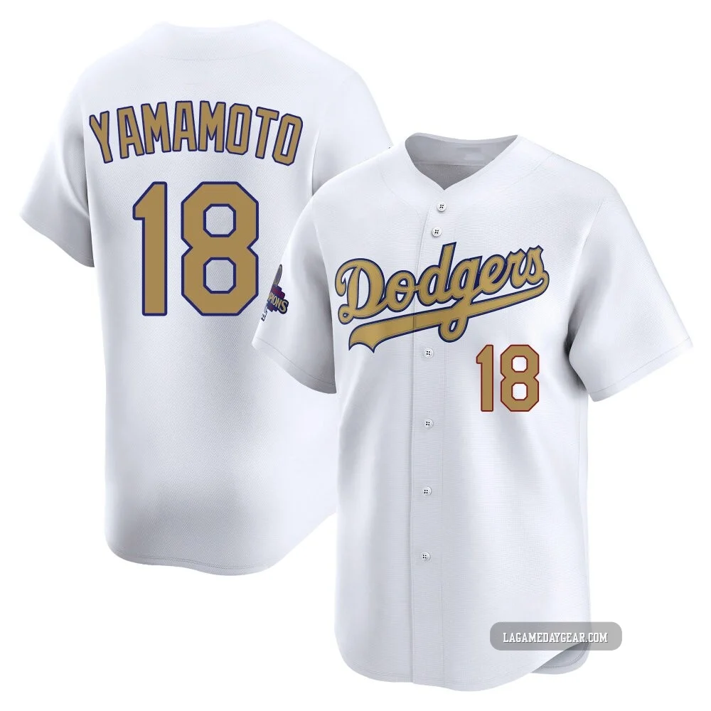 Yoshinobu Yamamoto ＃18 Los Angeles Dodgers Limited Men's Gold White 2025 Collection Jersey